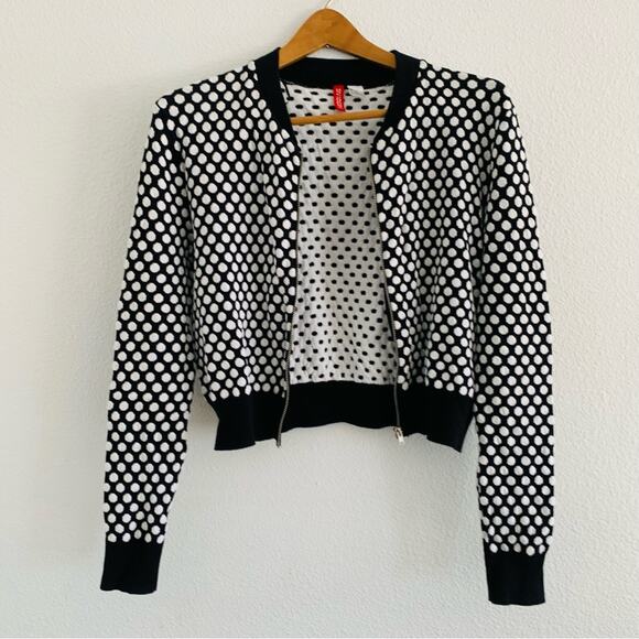 Divided Polka Dot Zip Down Sweater - Picture 4 of 10